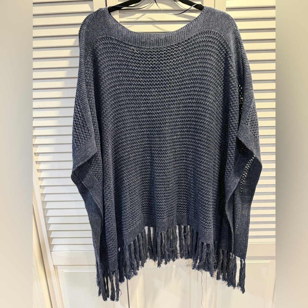 Ralph Lauren Blue Knit Poncho